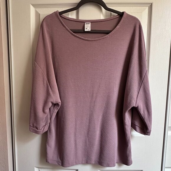Women's Size 14 Anko Mauve Pink Dolman Bat Wing Half Sleeve Ribbed Top NWOT - Picture 1 of 5